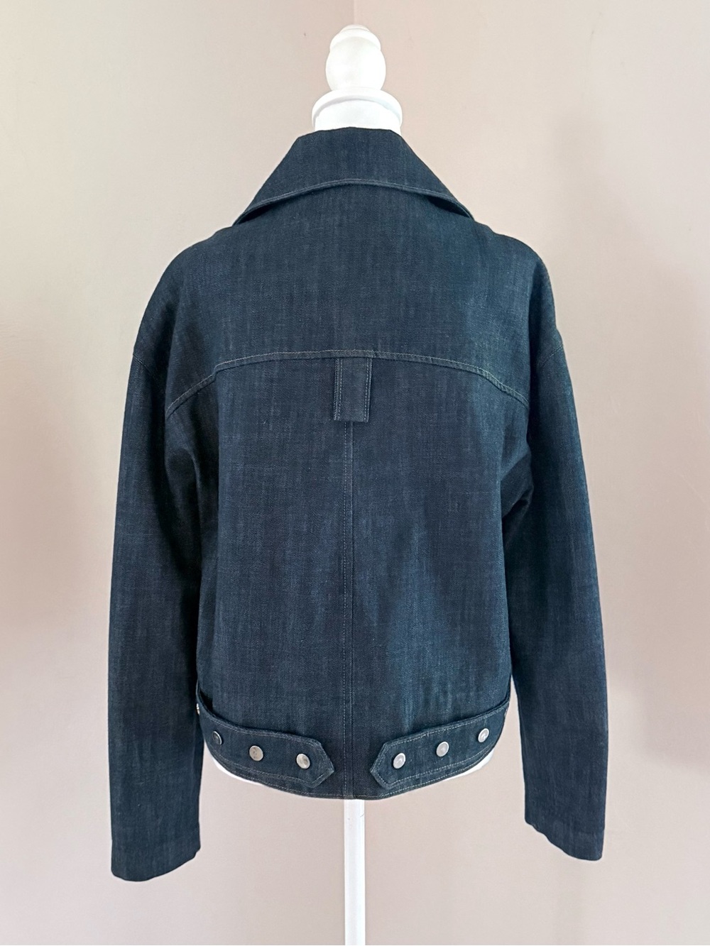 TIBI Raw Denim Oversized Moto Motorcycle Jean Jacket Size M - Picture 3 of 16